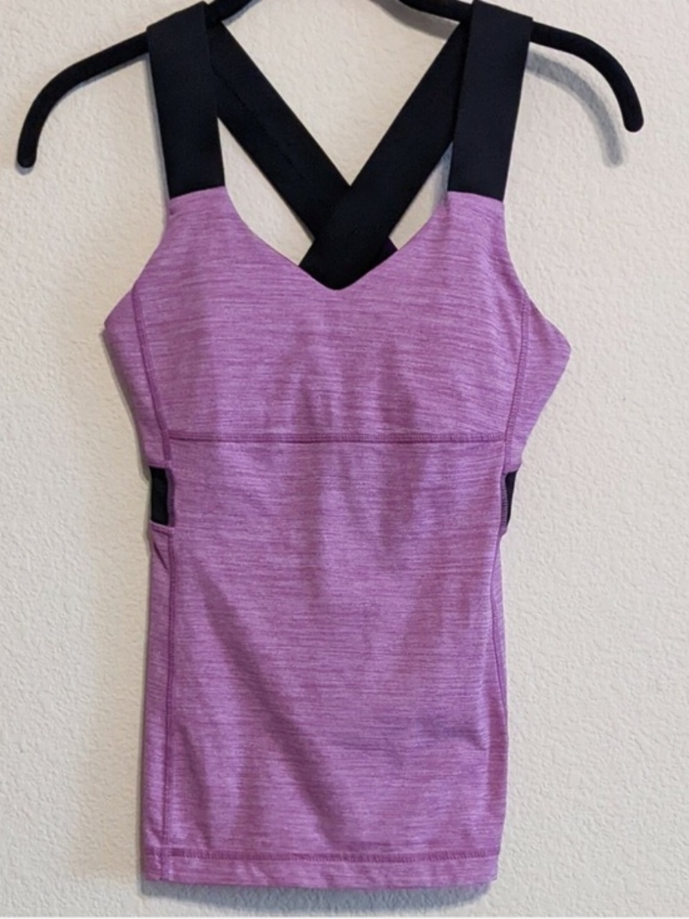 Lululemon Push Your Limits Tank Top Purple Heathered With Black Straps Size 4 - Picture 6 of 16
